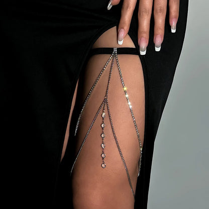 Boho Crystal Tassel Thigh Chain – Sexy Adjustable Leg Harness Jewelry for Women