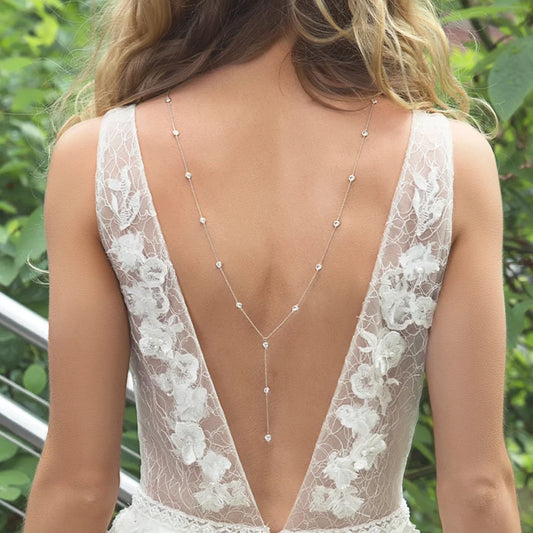 Pearl Crystal Bridal Back Chain – Elegant Wedding Dress Body Jewelry