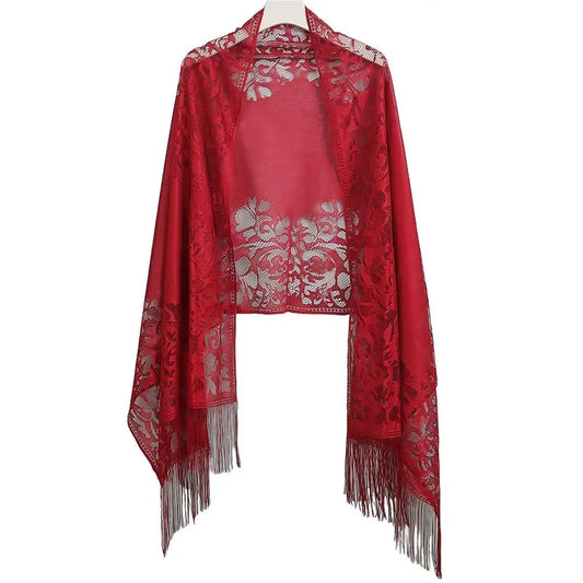 Vintage Tassel Patchwork V-Neck Cardigan – Women’s Shawl, Capelet, and Fringed Scarf