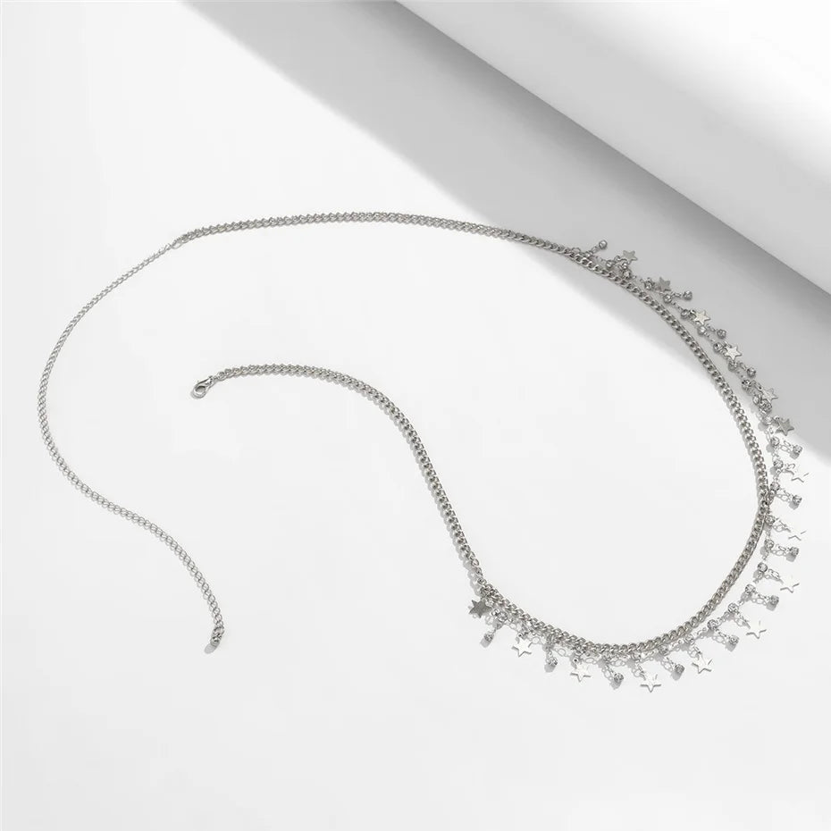 Y2K Rhinestone Star Belly Chain – Tassel Waist Jewelry for Women & Raves
