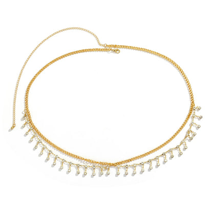 Y2K Rhinestone Star Belly Chain – Tassel Waist Jewelry for Women & Raves