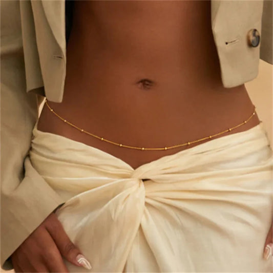 Boho Beaded Belly Chain for Women – Gold Waist Jewelry for Beach & Bikinis