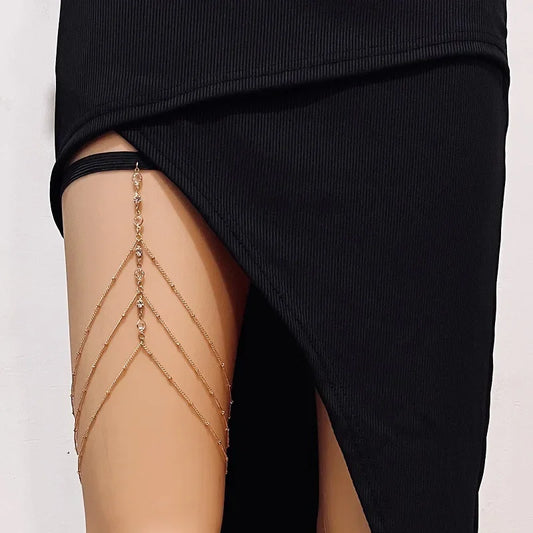 Boho Double-Layer Thigh Chain – Sexy Summer Body Jewelry for Women