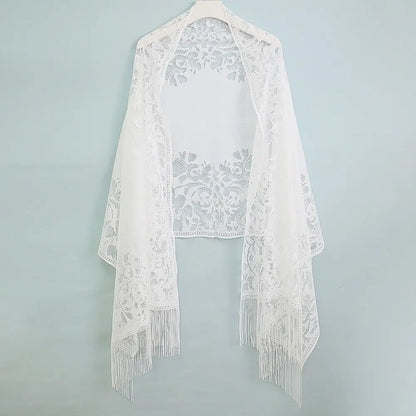 Vintage Tassel Patchwork V-Neck Cardigan – Women’s Shawl, Capelet, and Fringed Scarf