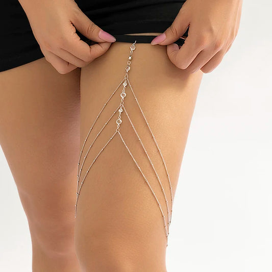 Boho Crystal Tassel Thigh Chain – Sexy Adjustable Leg Harness Jewelry for Women