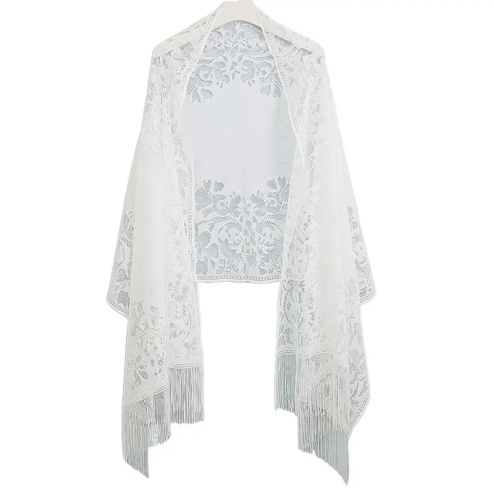 Vintage Tassel Patchwork V-Neck Cardigan – Women’s Shawl, Capelet, and Fringed Scarf
