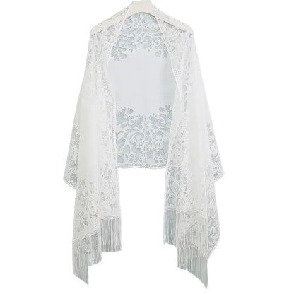Vintage Tassel Patchwork V-Neck Cardigan – Women’s Shawl, Capelet, and Fringed Scarf