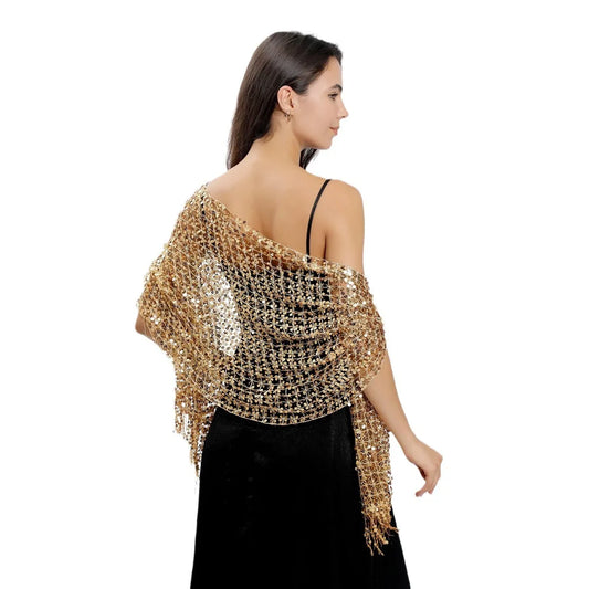 Glitter Sequins Bridal Cape – Wedding Shawl Cover-Up for Women’s Evening Dresses & Parties