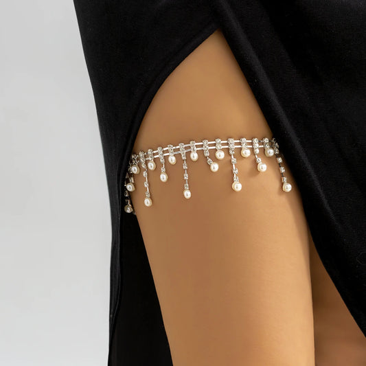 Boho Crystal Tassel Thigh Chain – Sexy Adjustable Leg Harness Jewelry for Women