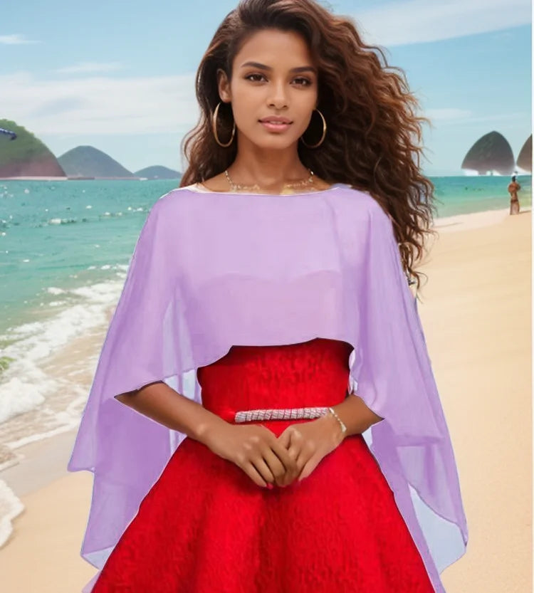 Women’s Chiffon Wedding Cape – Bridal Shawl Bolero Shrug Wrap for Evening Dresses