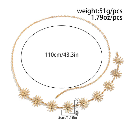 Boho Sun Waist Chain – Golden Belly Belt Jewelry for Summer & Festivals