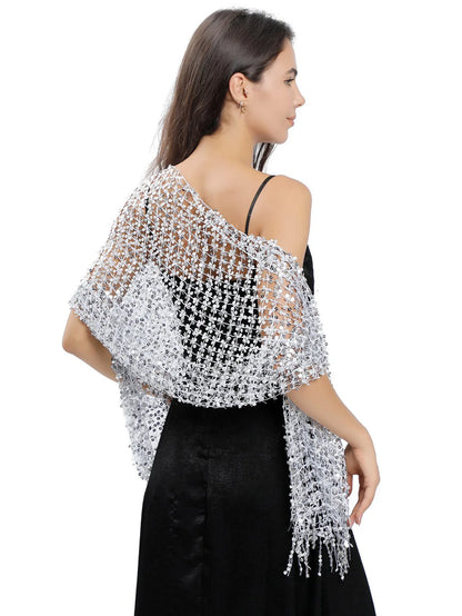 Glitter Sequins Bridal Cape – Wedding Shawl Cover-Up for Women’s Evening Dresses & Parties