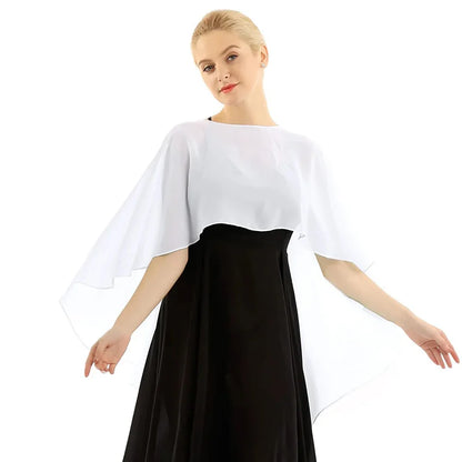 Elegant Women’s Chiffon Capes – Solid Color Dress Cover-Up & Bridal Shawl for Weddings